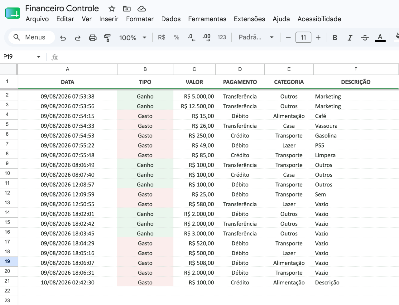 Lista de Lançamentos